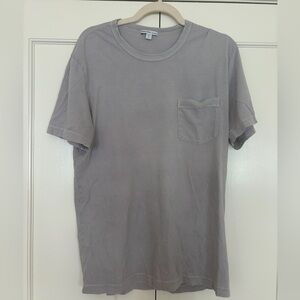 James Perse Los Angeles Pocket T-Shirt Gray Cotton Tee Size 2 (Medium)